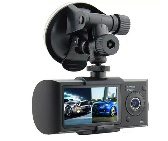 2.7 inch Dual cameras + GPS tracking + G Sensor car DVR car black box